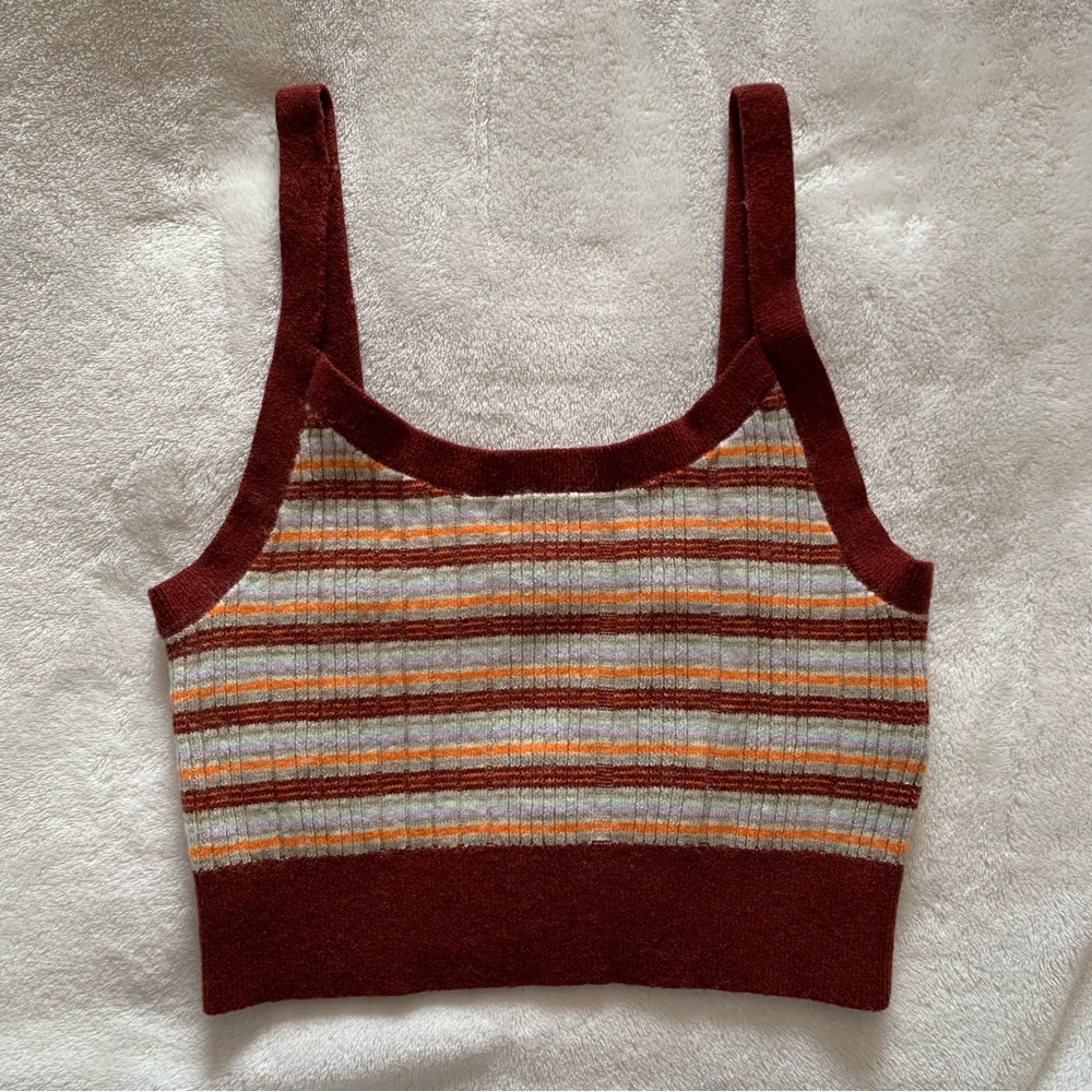 Levi's Striped Ribbed Knit Tank Top in Rust